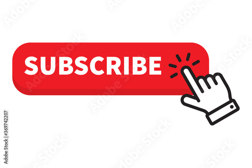 Subscribe red button click cursor or pointer.