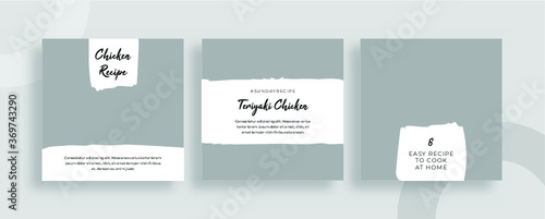 Set of editable templates for Instagram post, Facebook square frame, social media, culinary, advertisement, and business promotion, fresh design with white color and minimalist vector. (2/3)