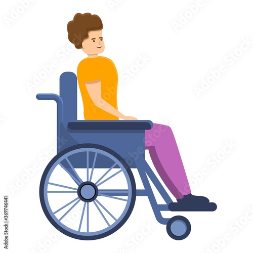 Handicapped man in wheelchair icon. Cartoon of handicapped man in wheelchair vector icon for web design isolated on white background
