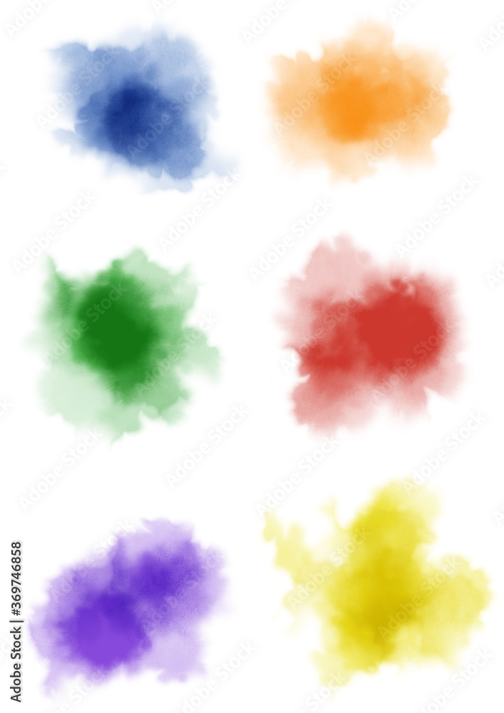 Set of multicolored spots of watercolor paint for background isolated on white