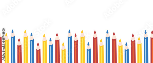 Pencils seamless horizontal vector border for kids. Use for back to school decor, kids, children
