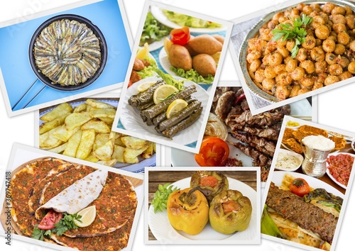 Traditional delicious Turkish foods collage