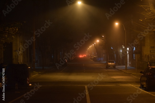 Fog in Montevideo - Uruguay. Noche de niebla en Montevideo - Uruguay.