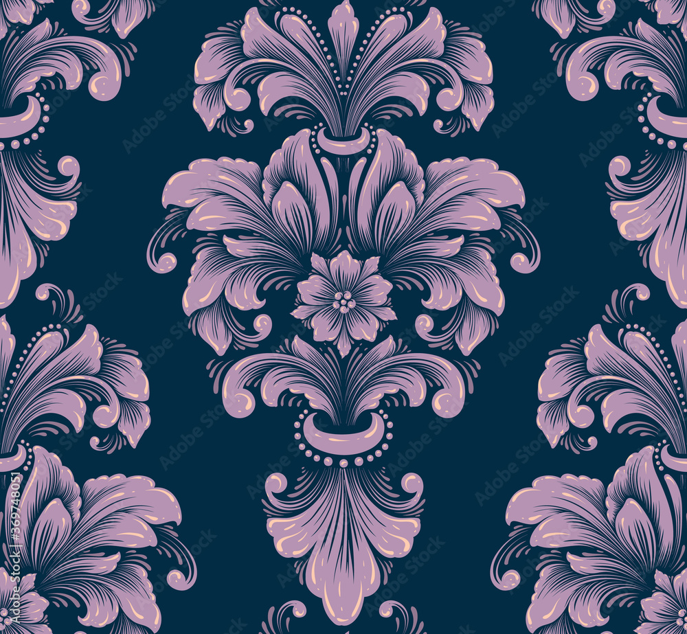 Damast naadloos Vector klassieke luxe ouderwetse damast ornament, koninklijke Victoriaanse naadloze textuur voor behang, textiel, inwikkeling. Vintage prachtige bloemen barokke sjabloon. #369748051 - Renaissance - Fotobehang
