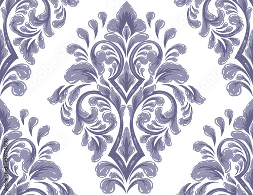 Damask seamless pattern element. Vector classical luxury old fashioned damask ornament, royal victorian seamless texture for wallpapers, textile, wrapping. Vintage exquisite floral baroque template.