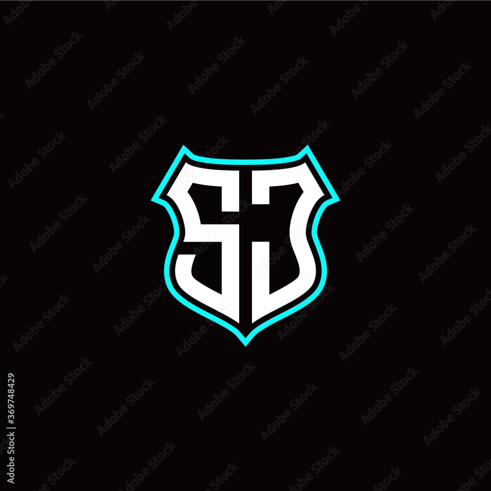 S J initials monogram logo shield designs modern