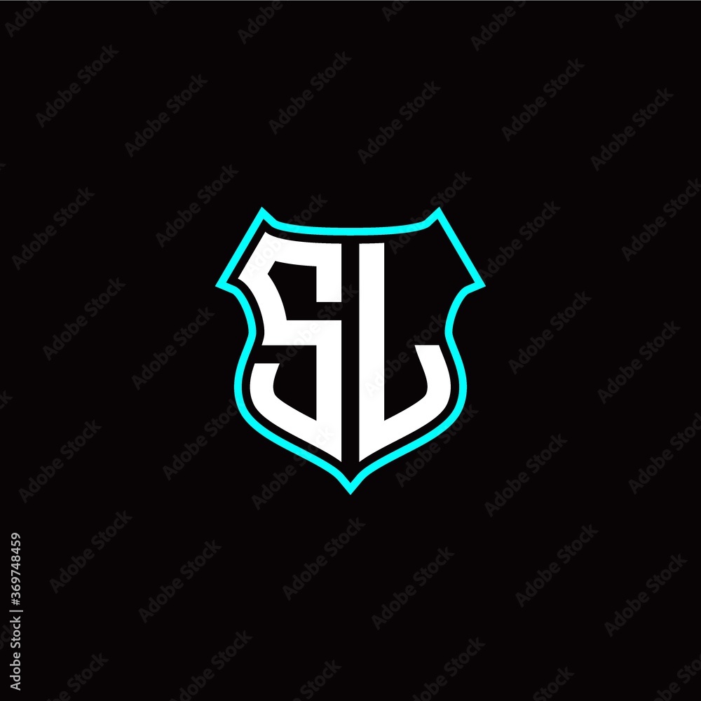 S L initials monogram logo shield designs modern