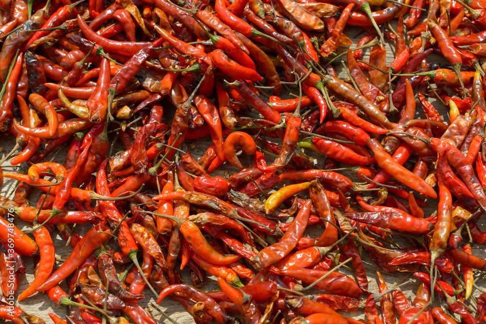 Fototapeta premium Full frame shot of dried chili peppers