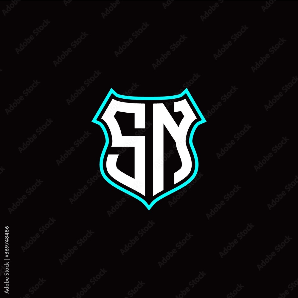 S N initials monogram logo shield designs modern