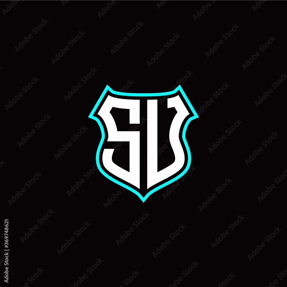 S U initials monogram logo shield designs modern