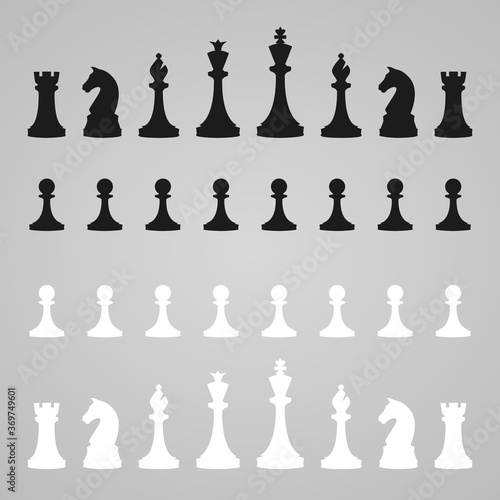 Vector silhouettes of a set of standard chess pieces
