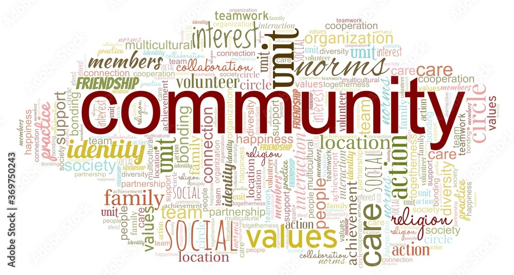 Obraz premium Community word cloud isolated on a white background
