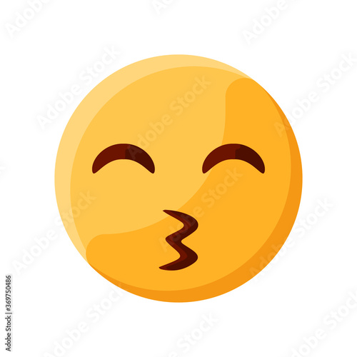 Kissing Eyes Closed Face Emoji Illustration Creative Design Vector
