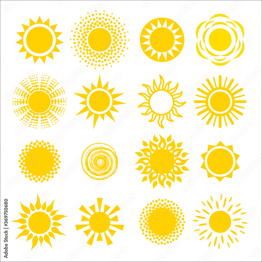 Collection suns icons. Vector illustration Stock Vector | Adobe Stock
