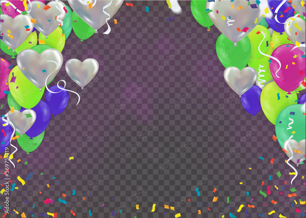 Celebratory background with balloons and green confetti Vector illustration Celebratory background with balloons and green confetti Vector illustration