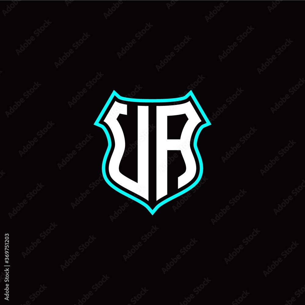 U A initials monogram logo shield designs modern