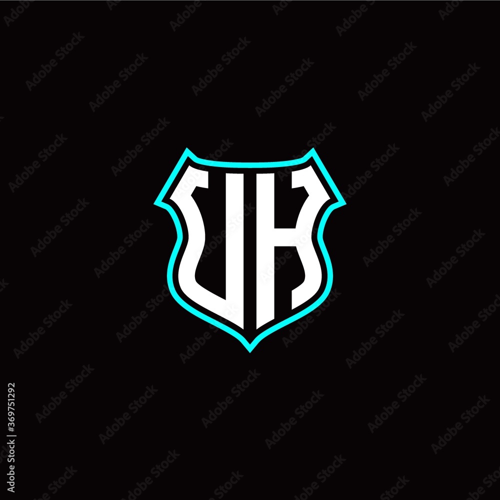 U H initials monogram logo shield designs modern