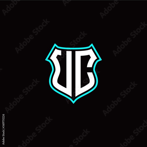 U C initials monogram logo shield designs modern