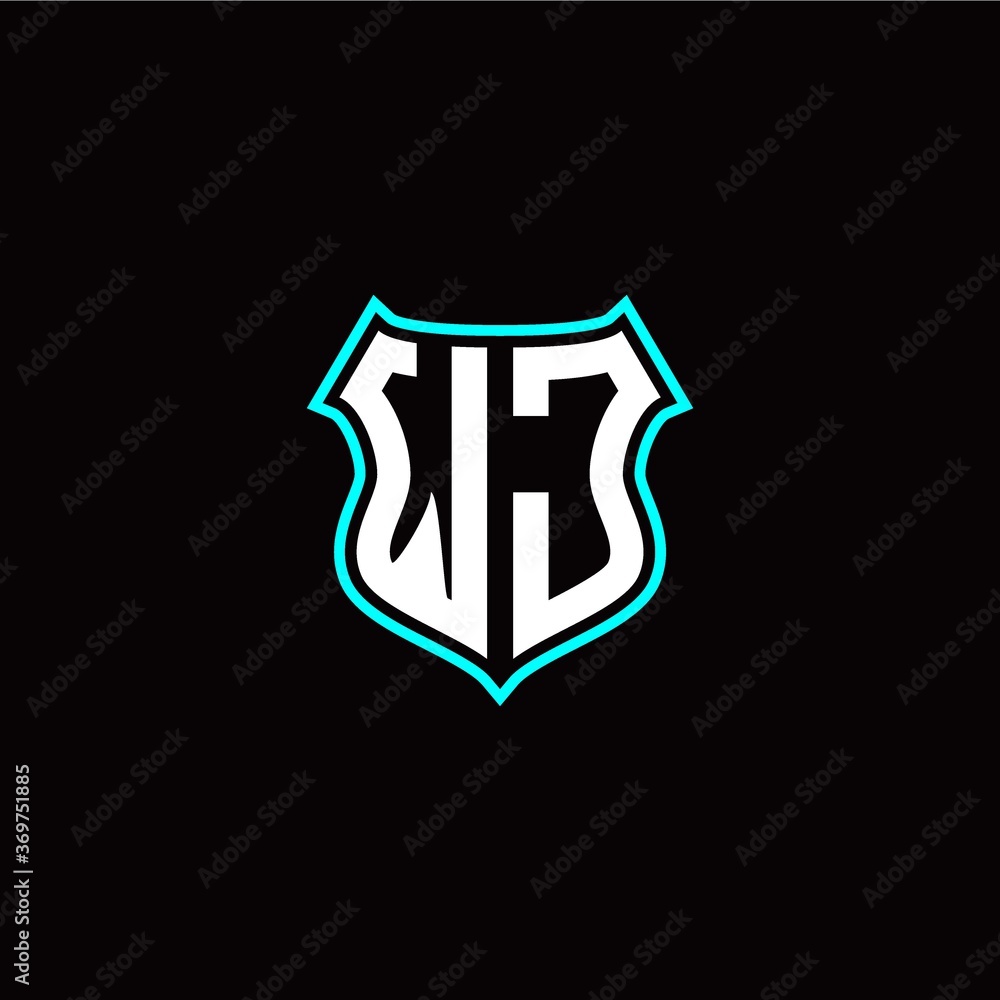 W J initials monogram logo shield designs modern