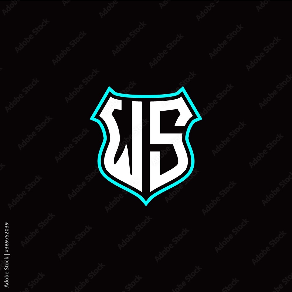 W S initials monogram logo shield designs modern