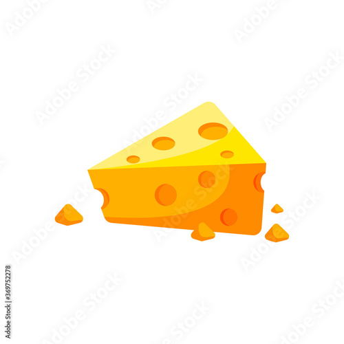 Cheese vector illustration, flat design slice of cheese