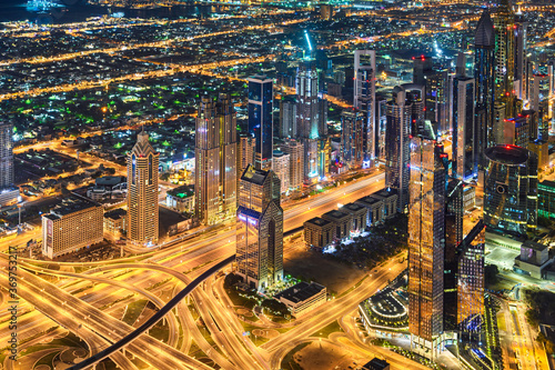 Aerial view of skyscrapers in Dubai  UAE