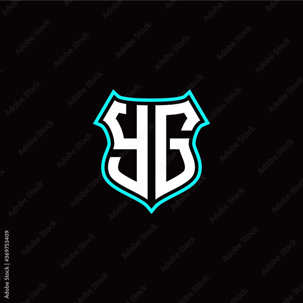 Y G initials monogram logo shield designs modern
