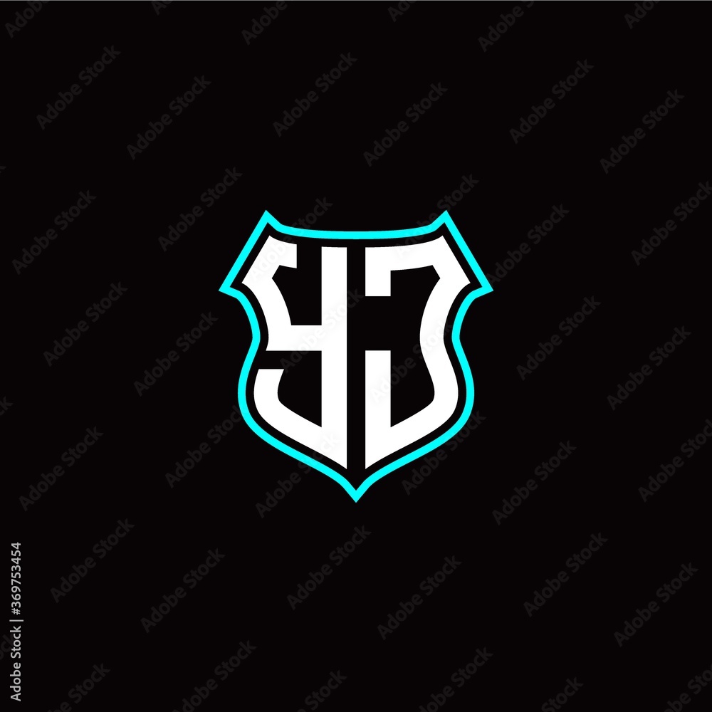 Y J initials monogram logo shield designs modern Y J initials monogram logo shield designs modern