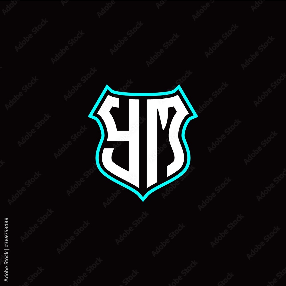 Y M initials monogram logo shield designs modern