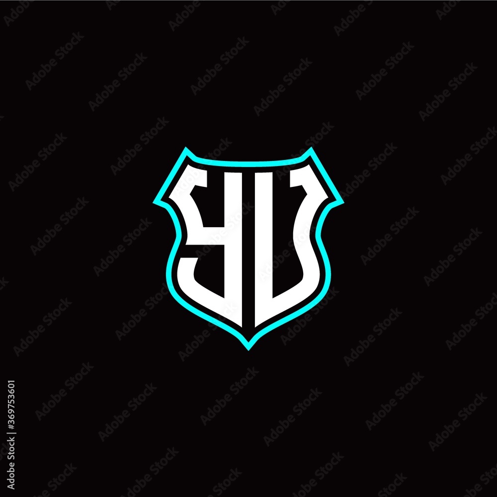 Y U initials monogram logo shield designs modern