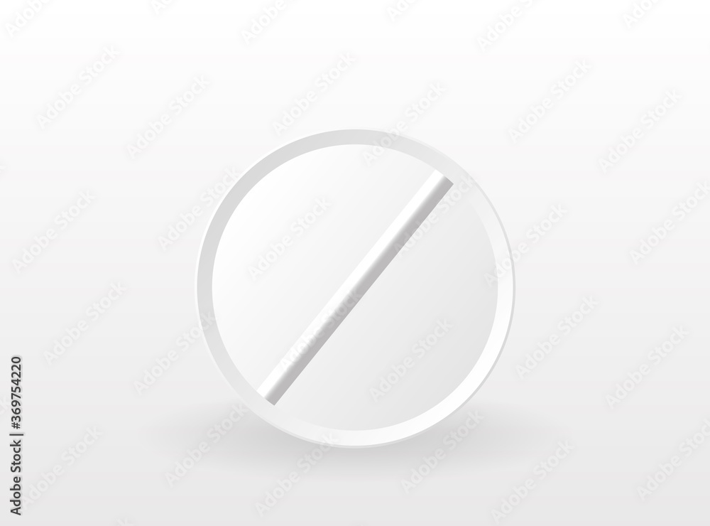 Naturalistic round white tablet. Flu medicine, disease vaccine. Vector Illustration Naturalistic round white tablet. Flu medicine, disease vaccine. Vector Illustration