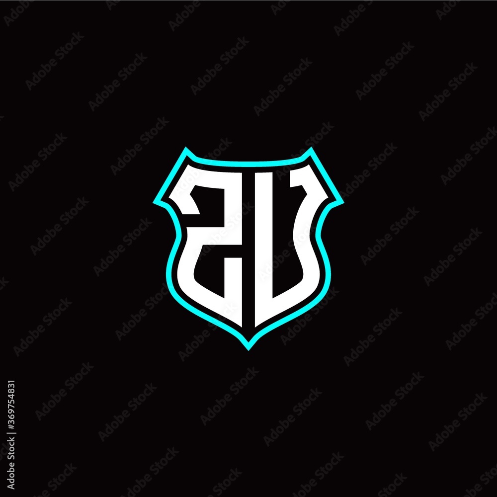 Z U initials monogram logo shield designs modern
