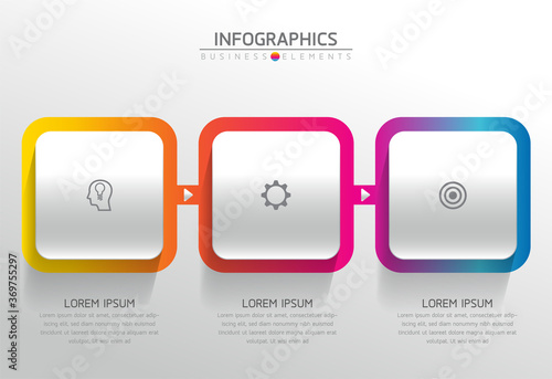 Vector elements for infographic. presentation and chart. steps or processes. options number workflow template design,3 step. 