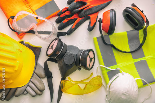 Tableau sur toile Work safety protection equipment background