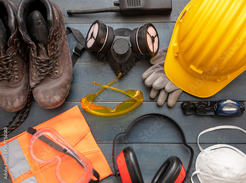 Fotografie, Obraz Work safety protection equipment background
