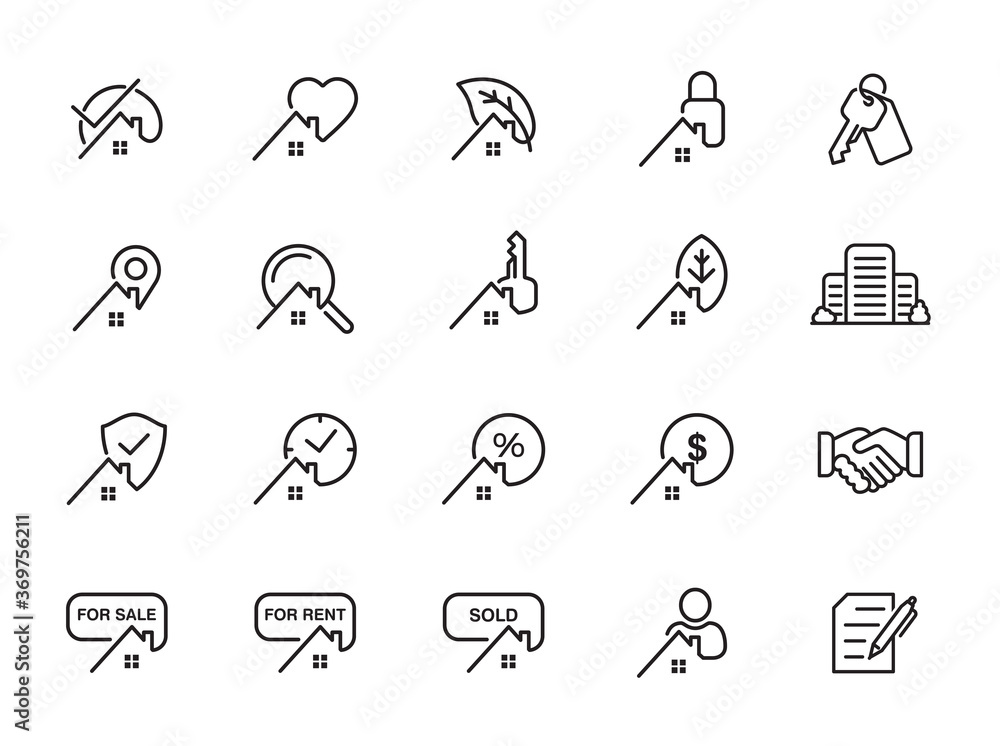 minimal real estate line icon set minimal real estate line icon set