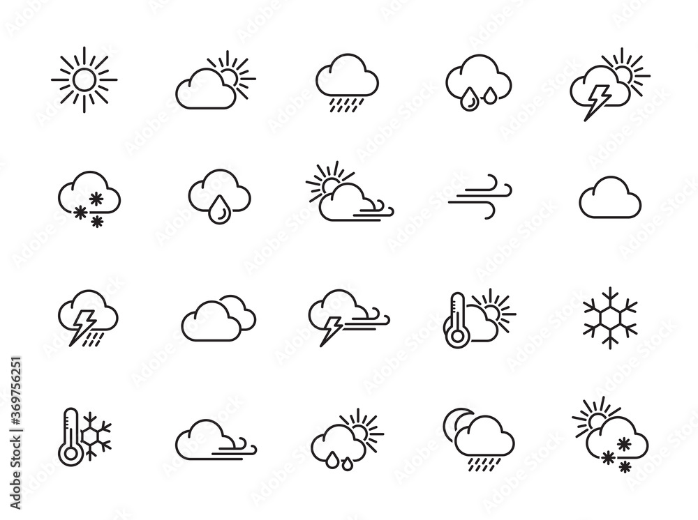 minimal weather line icon set minimal weather line icon set