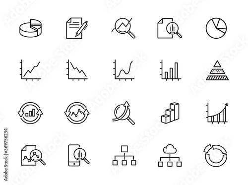 minimal diagrem line icon set