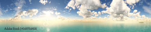 Beautiful clouds over the sea  seascape panorama  ocean sunrise  3D rendering
