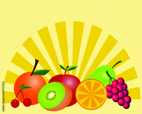 Ilustración Alimentos Frutas vectores 