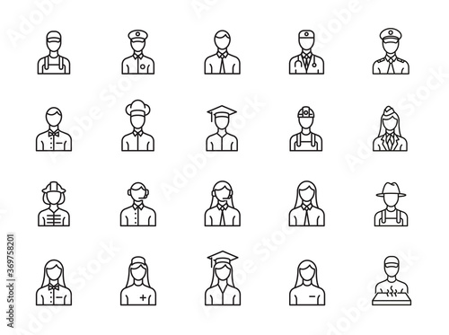 minimal profession line icon set