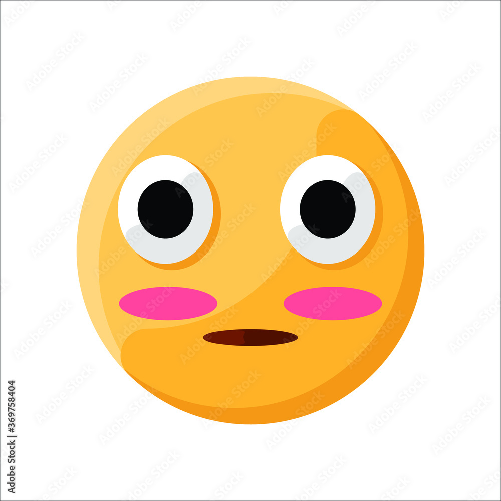 Flushed Face Emoji Illustration Creative Design Vector Flushed Face Emoji Illustration Creative Design Vector