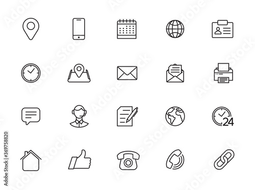 Slika na platnu minimal contact us line icon set