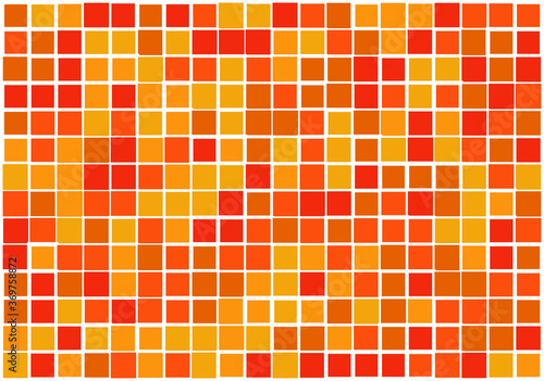 Mosaic from vector squares with trendy red  and orange colors and different sized borders in shades of colors for web, cover, wrapping paper, art, etc. backgrounds