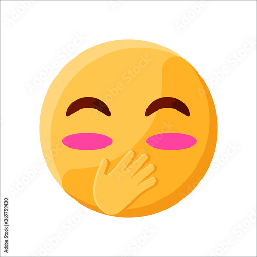Hand Over Mouth Laughing Face Emoji Illustration Creative Design Vector