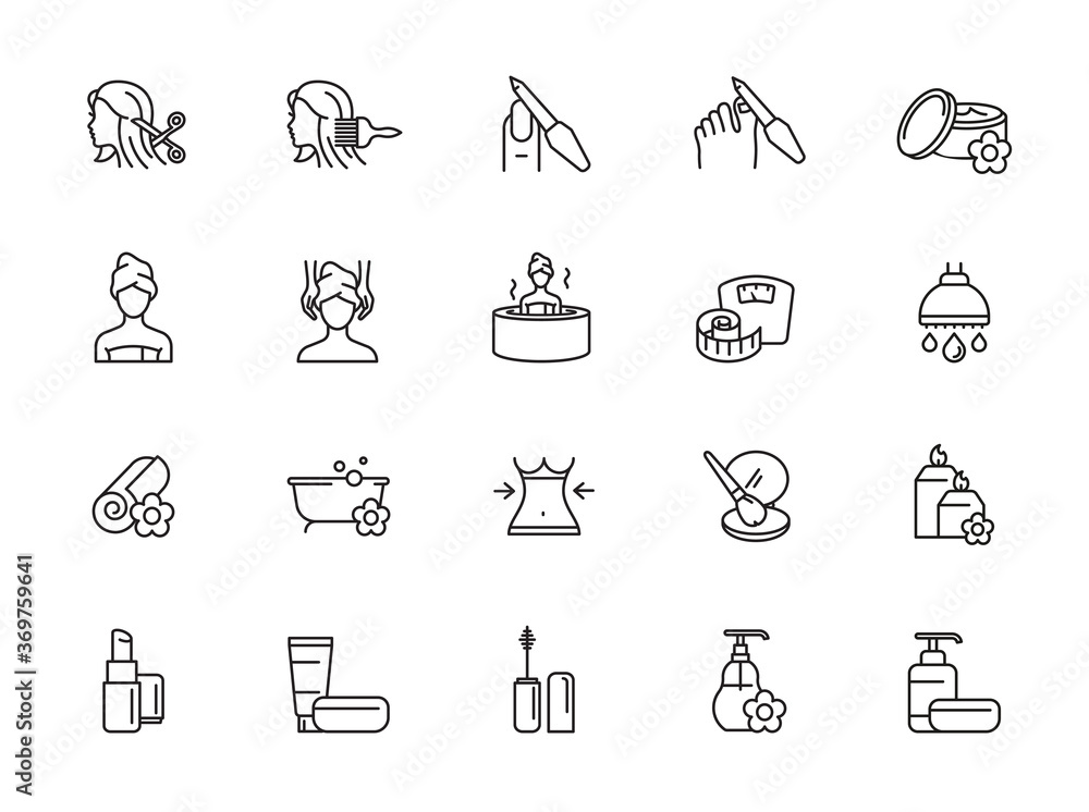 minimal beauty line icon set minimal beauty line icon set