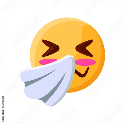 Sneezing Wiping Nose Face Emoji Illustration Creative Design Vector