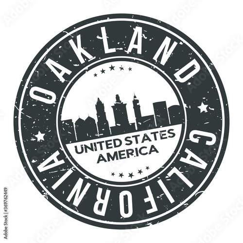 Oakland California USA Round Stamp Icon Skyline City Design Badge Rubber.