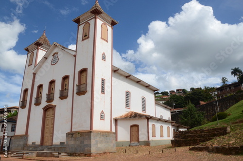 Mother Church called Nossa Senhora da Imaculada Conceição at Serro/MG with blue sky in a sunny day