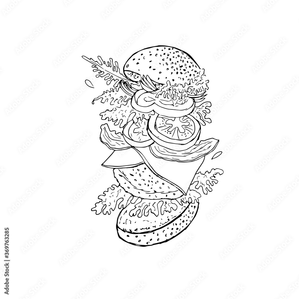 Sandwich. vector illustration of the sketch style. Sandwich. vector illustration of the sketch style.
